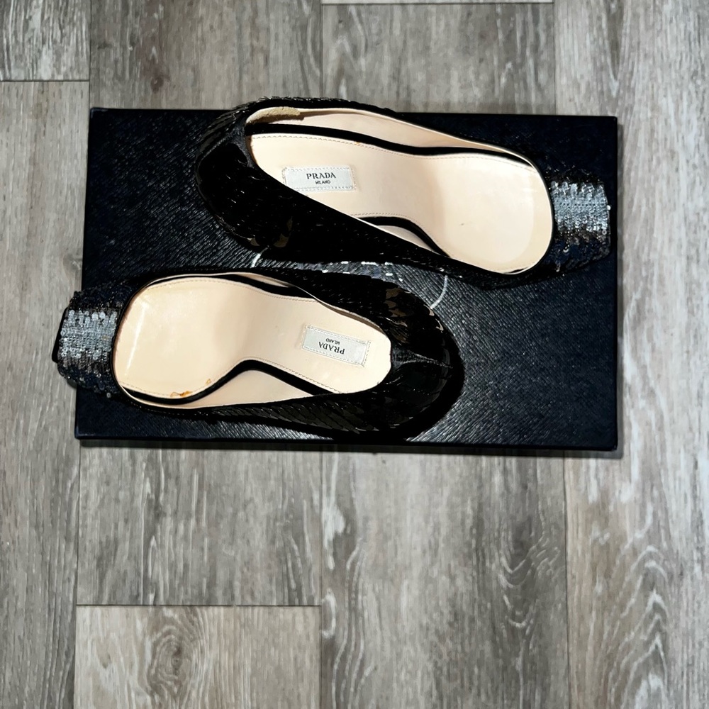 Prada Women's Shoes, Black/Silver Sequence 39.5/ … - image 2